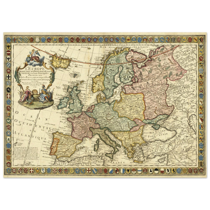 Ancient Europe map of the XVIII century by Guillaumet Danet