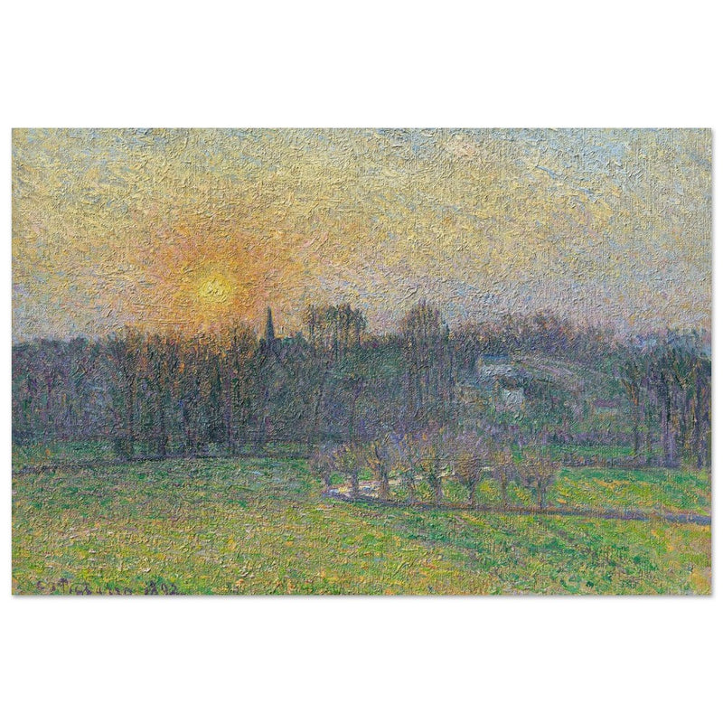 View of Bazincourt Sunset by Camille Pissarro