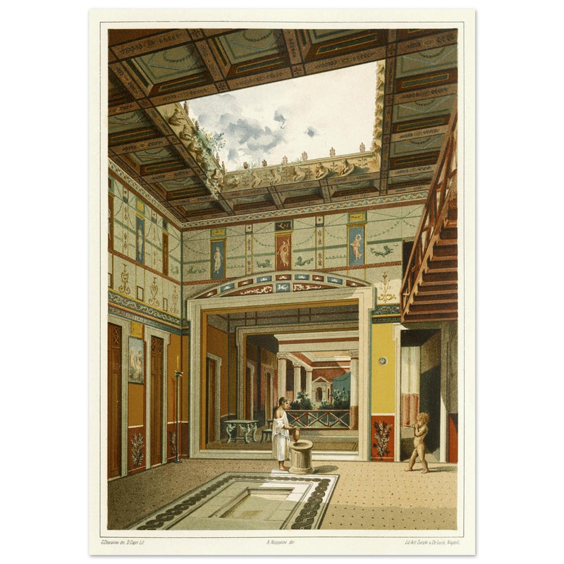 Roman courtyard in Pompeii by G. Discanno book project by Fausto and Felice Niccolini.