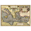 Ancient map of Europe and Asia tracing the sea route to Troy across the Mediterranean sea by Abraham Ortelius