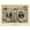 Abraham Lincoln and George Washington. Columbia's noblest sons engraving