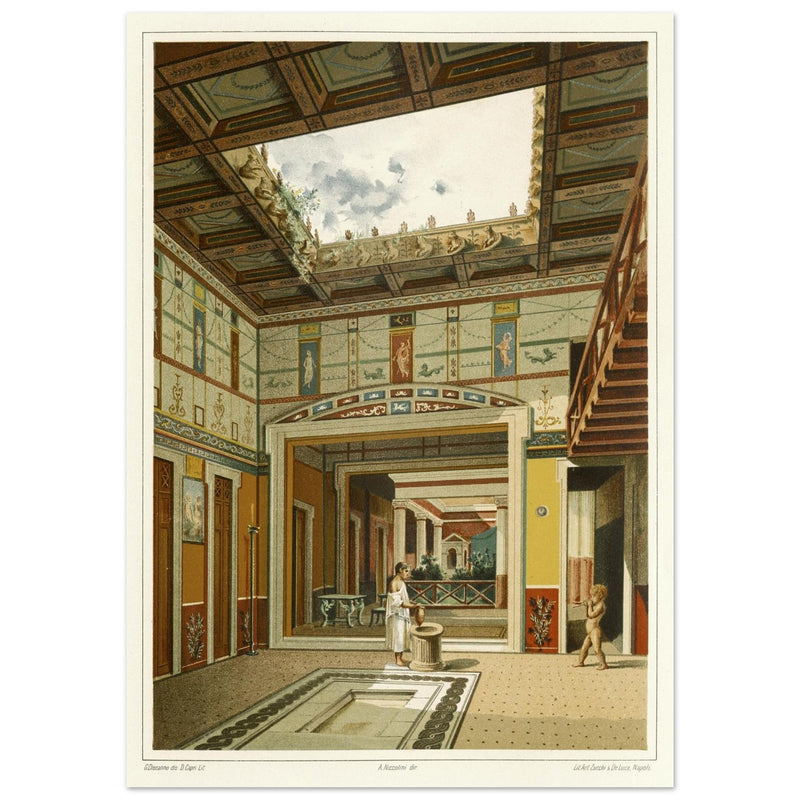Roman courtyard in Pompeii by G. Discanno book project by Fausto and Felice Niccolini.