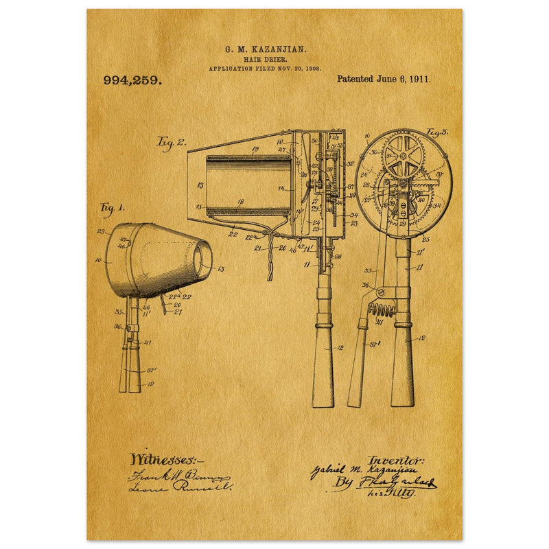 Hair Drier patent drawing by G M Kazanjian