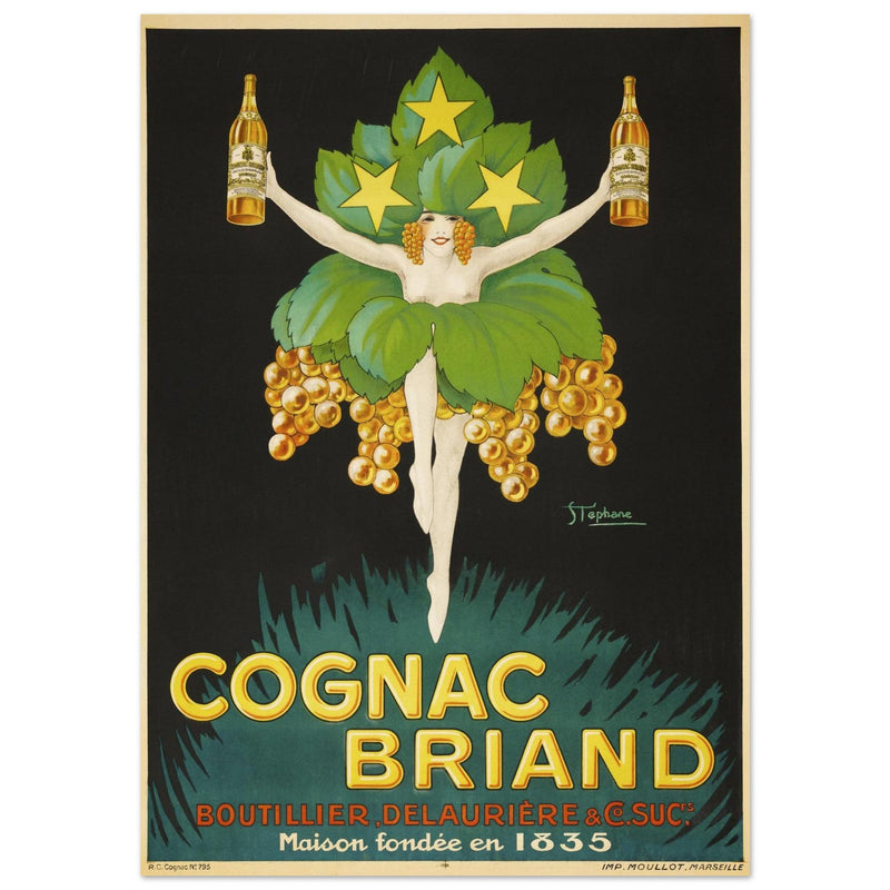 Cognac Briand vintage advertising poster  created in 1925 by M. Stephane.
