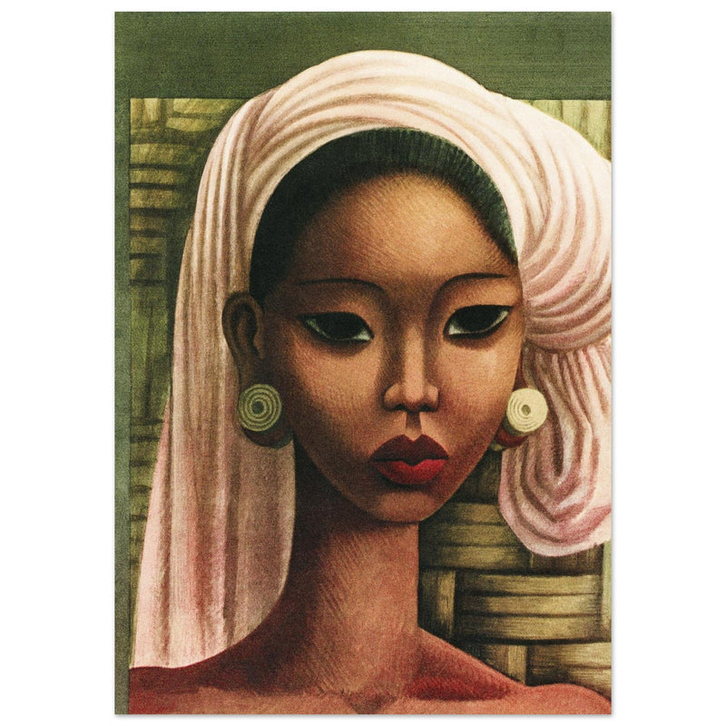 Miguel Covarrubias Bali beauty portrait illustration for a fashion magazine cover.