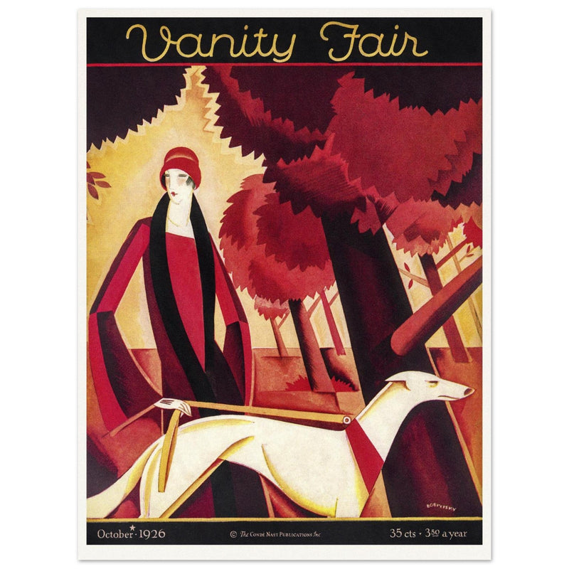 Vanity Fair vintage cover  1926 by Victor Bobritsky Elegant woman with dog -