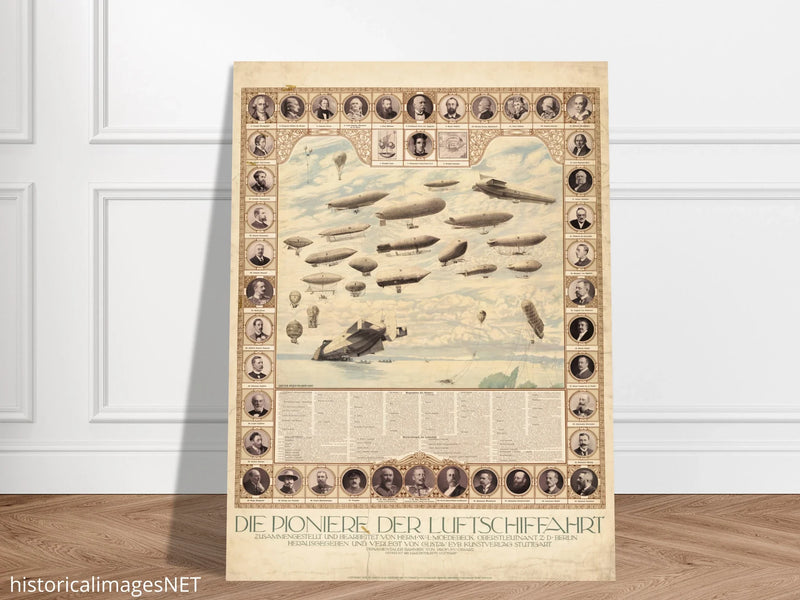 Aviation pioneers german poster with many important international aviation personalities