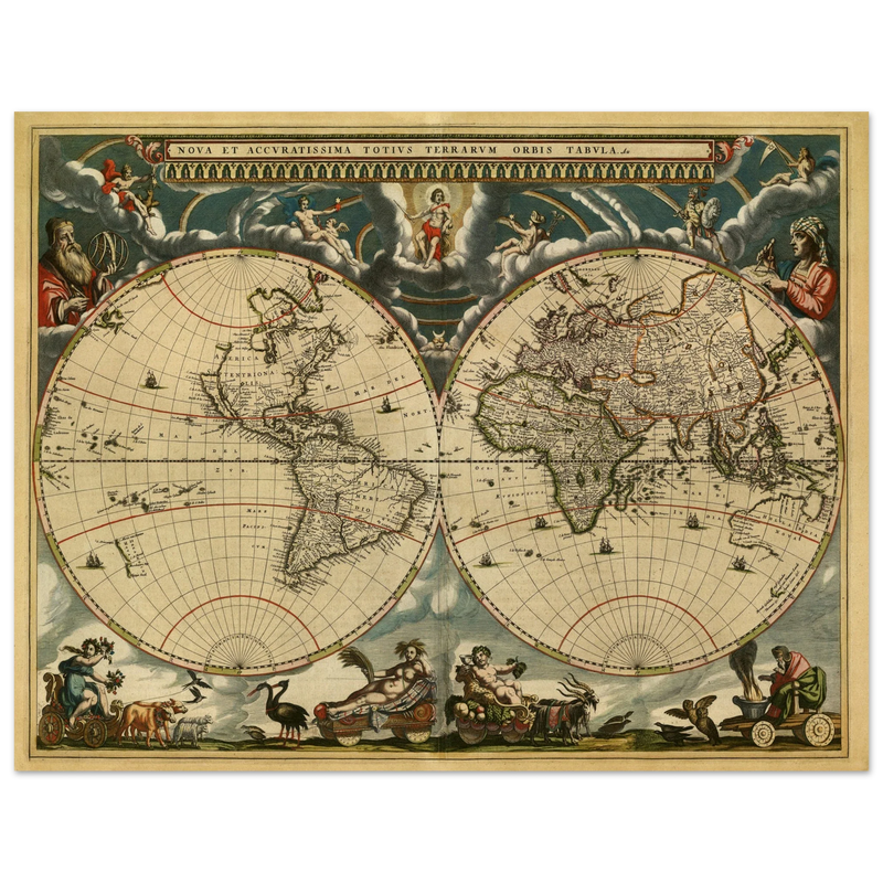 World map Nova et Accuratissima Totius Terrarum Orbis Tabula by Joan Blaeu