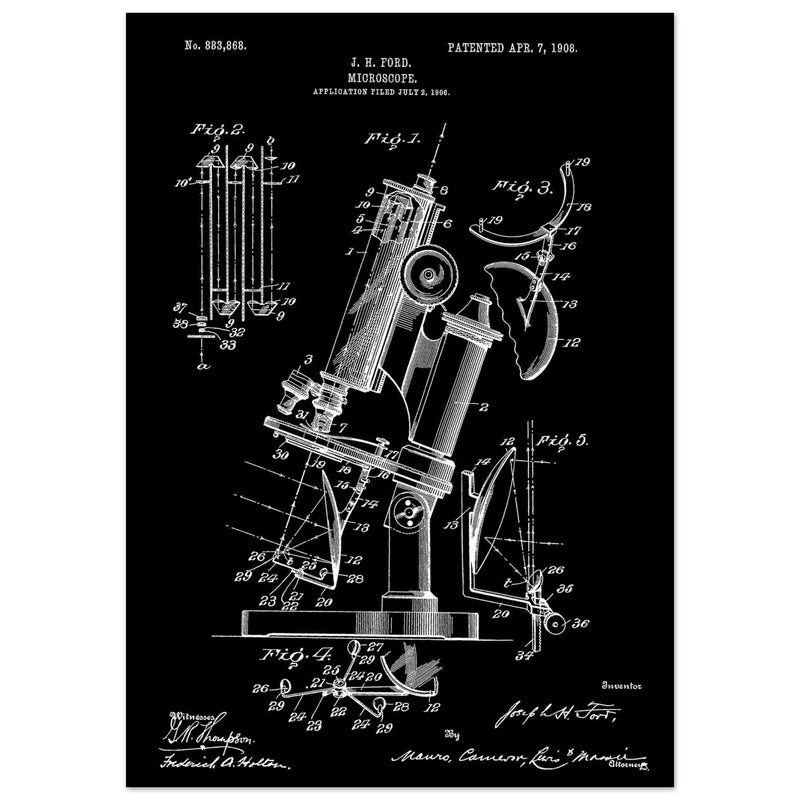 vintage microscope patent by J H Ford.
