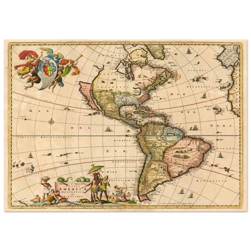 Ancient map print of America by Visher.