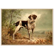Hunting dog vintage painting poster with partridge in mouth