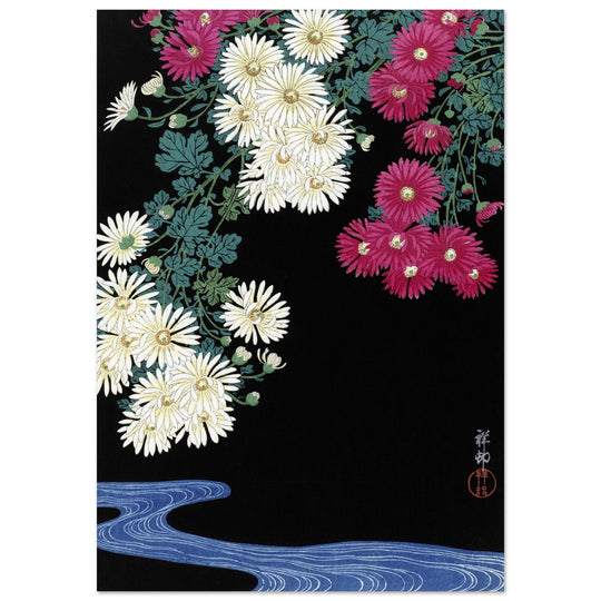 Chrysanthemums and Running Water by Ohara Koson,