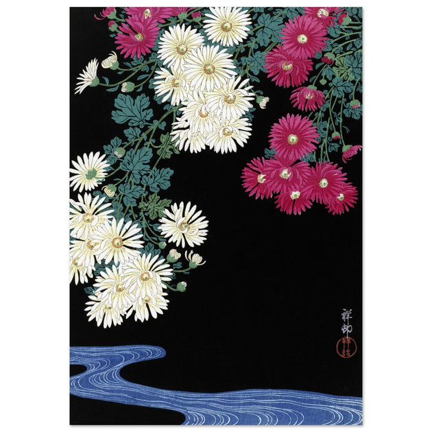 Chrysanthemums and Running Water by Ohara Koson,