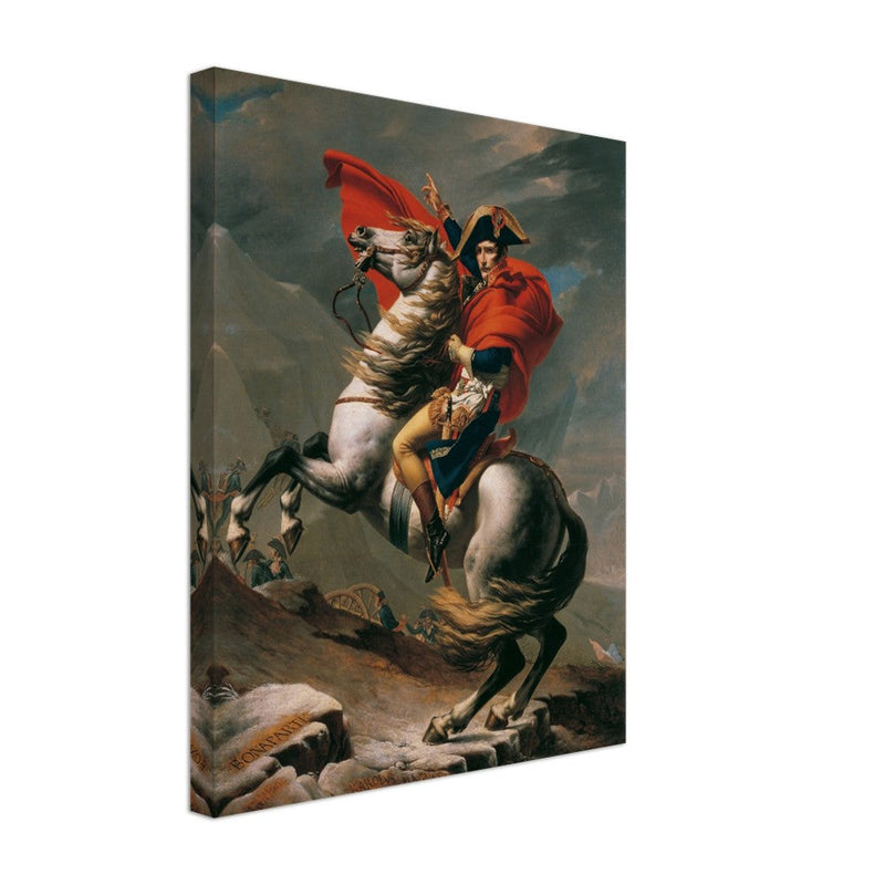 Napoleon at the Great St. Bernard painting by Jacques Louis David 1801.