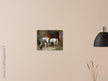 White horse in stable with dogs antique painting by Edwin Landseer.