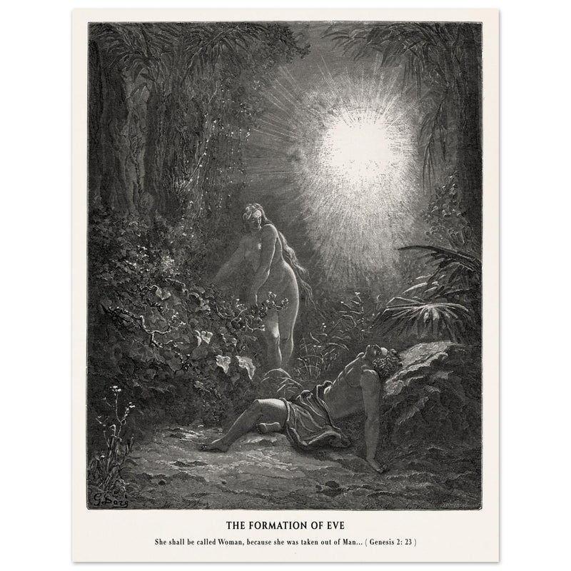 Gustave Dore The Bible engraving print . The Formation of Eve illustration .