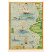 Ancient illustrated beautiful map poster reproduction by Guillaume Le Testu 1555