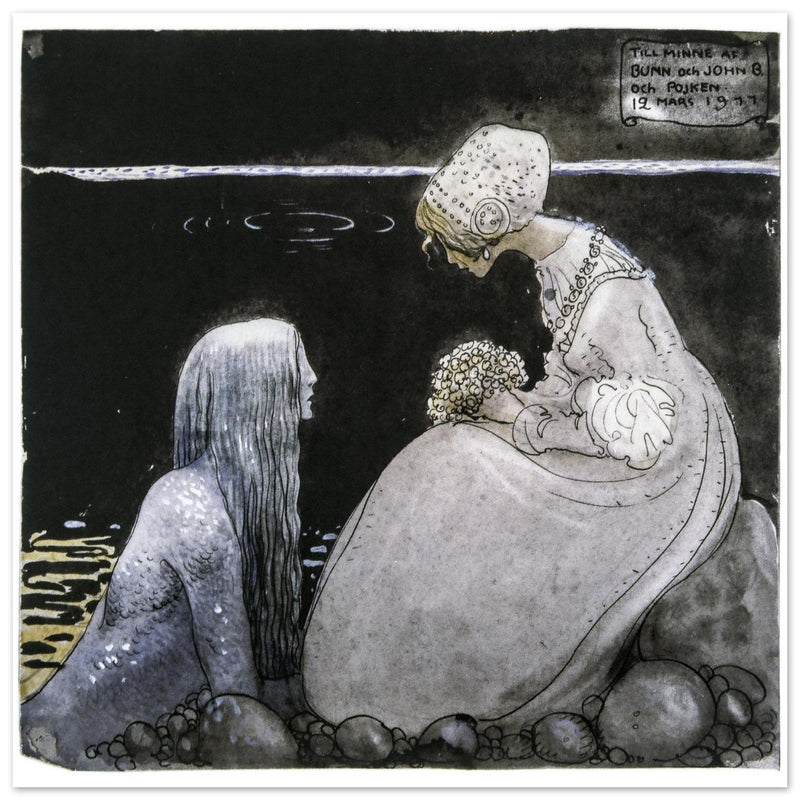 John Bauer illustration for the fairy tale Agneta and the Sea King by Helena Nyblom.