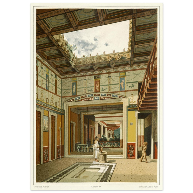 Roman courtyard in Pompeii by G. Discanno book project by Fausto and Felice Niccolini.