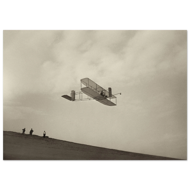 The Wright brothers glider in flight.