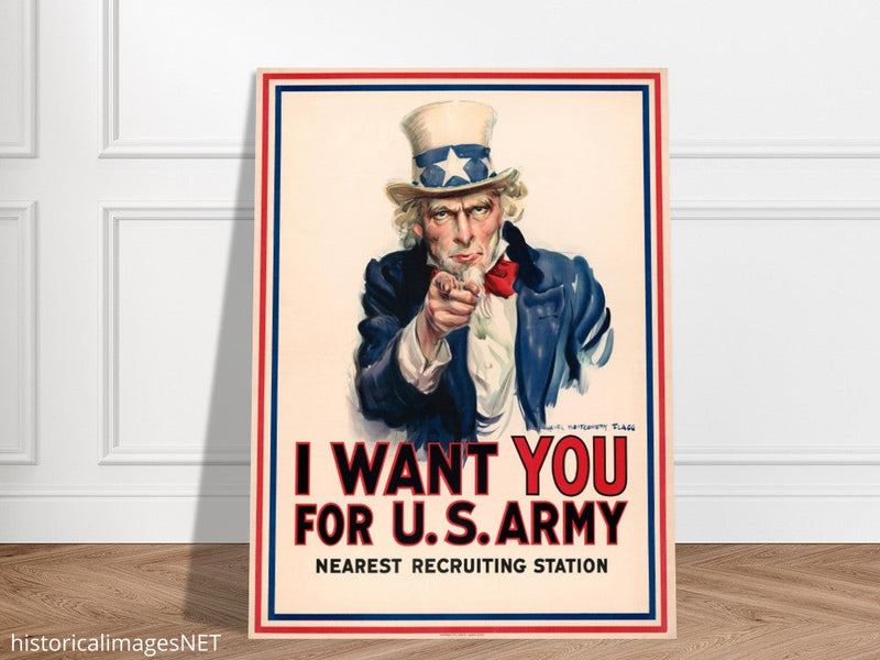 I want you for us army poster. World War I recruiting propaganda.