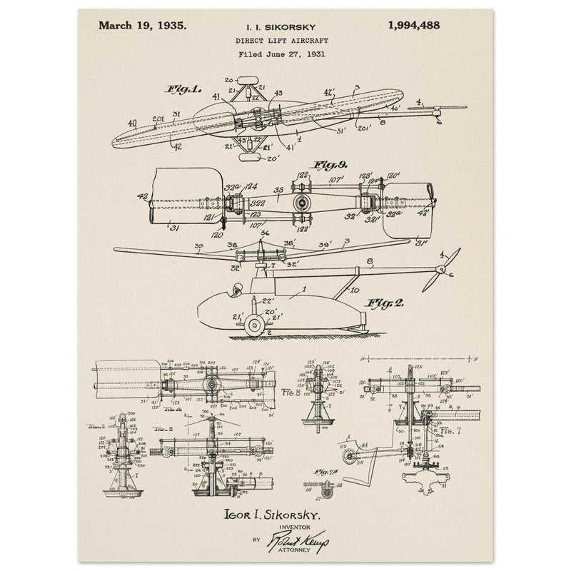 Direct Lift Aircraft patent by Sikorsky. Helicopter ancestor