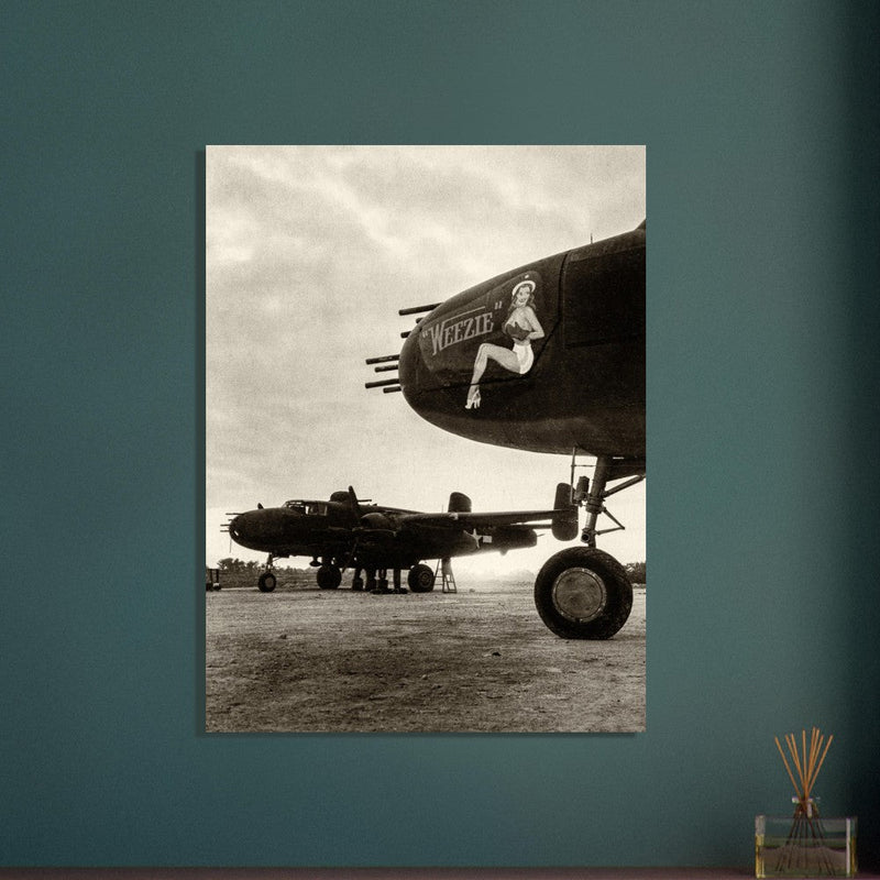 World War 2 poster.  B 25 airplanes in the Pacific front .
