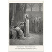 Gustave Dore The Bible engraving print . Jesus raising up the daughter of Jairus miracle .
