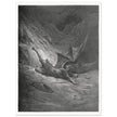 Gustave Dore Paradise Lost engraving . Satan wounded in battle experiences pain for the first time.