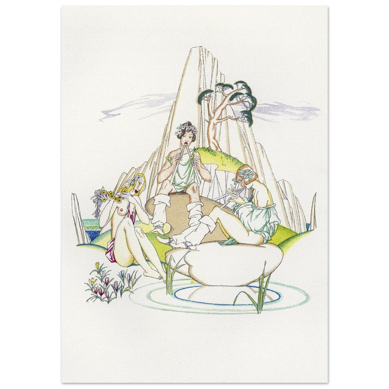Island of Lesbos Greece. Daphnis and Chloe illustration by John Austen.