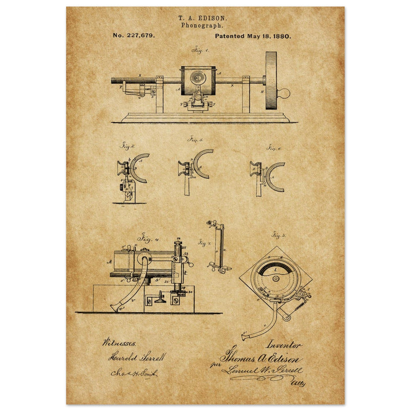 The Phonograph patentby Thomas Alva Edison. Patent 227679