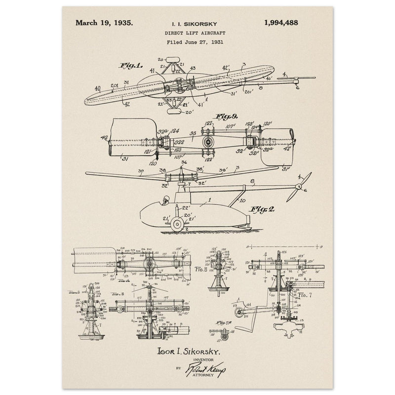 Direct Lift Aircraft patent by Sikorsky. Helicopter ancestor