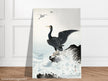 Ohara Koson Red-faced cormorant on rock, woodblock print  art
