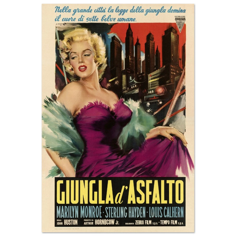 Giungla d' Asfalto ( The Asphalt Jungle ) historic italian movie poster reproduction.