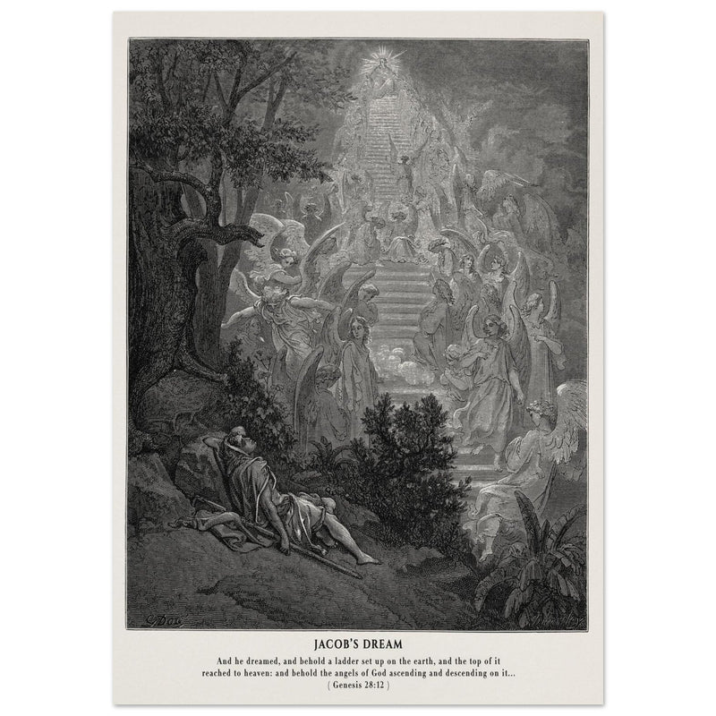Gustave Dore The Bible engraving print . Jacob's dream.