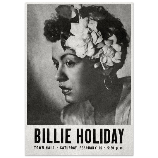 Billie Holiday concer music poster in New York City Town Hall in 1946.