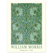 William Morris Pimpernel 1876. Green leaves and flowers wintage wallpaper art print.