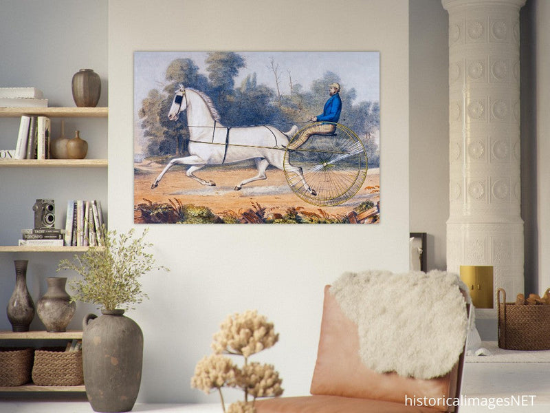 Grey Eagle horse cart antique lithograph by Nathaniel Currier.