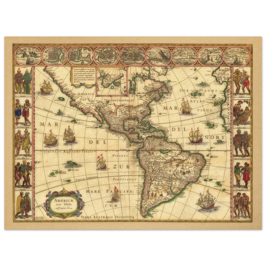Old map of America. Americae Nova Tabula by Willem Blaeu