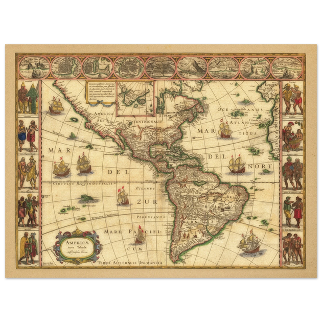 Old map of America. Americae Nova Tabula by Willem Blaeu