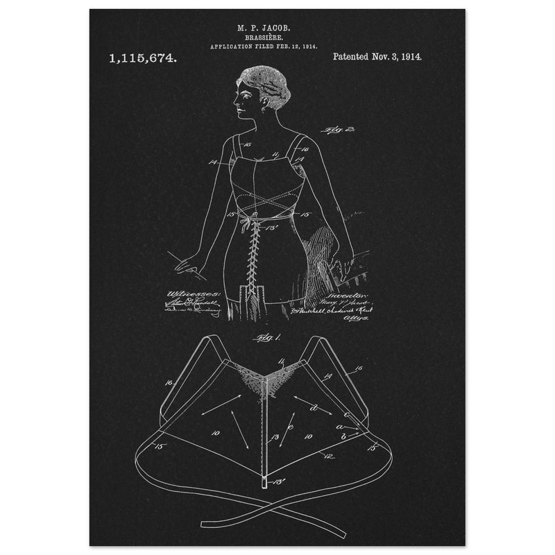 Brassiere patent drawing by M P Jacob.