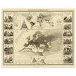 Birds in Europe illustrated vintage old map by Alexander Keith Johnston