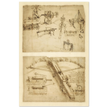 Leonardo da Vinci Atlantic Codex (Codex Atlanticus) Giant crossbow drawing reproduction.
