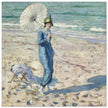 On the Beach Girl in Blue antique painting reproduction by Frederick Carl Frieseke