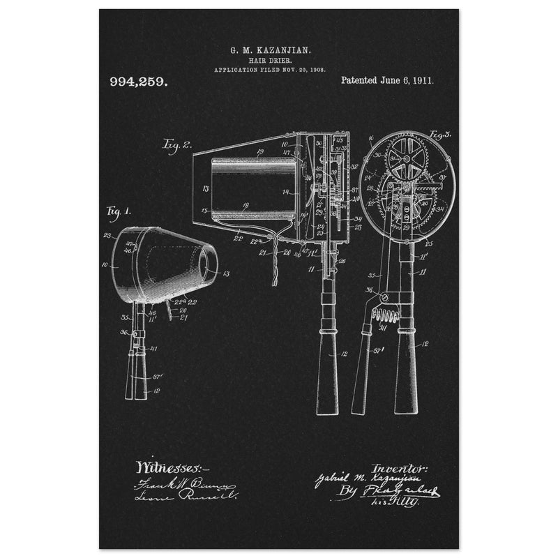 Hair Drier patent drawing by G M Kazanjian