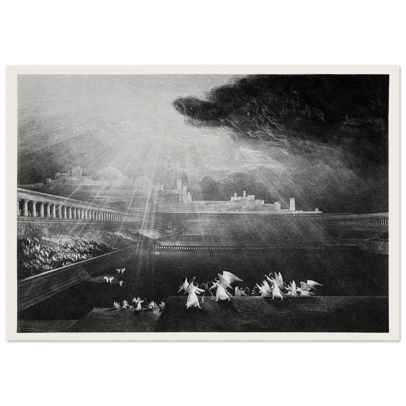 John Martin mezzotint engraving . Paradise Lost. The Courts of God .