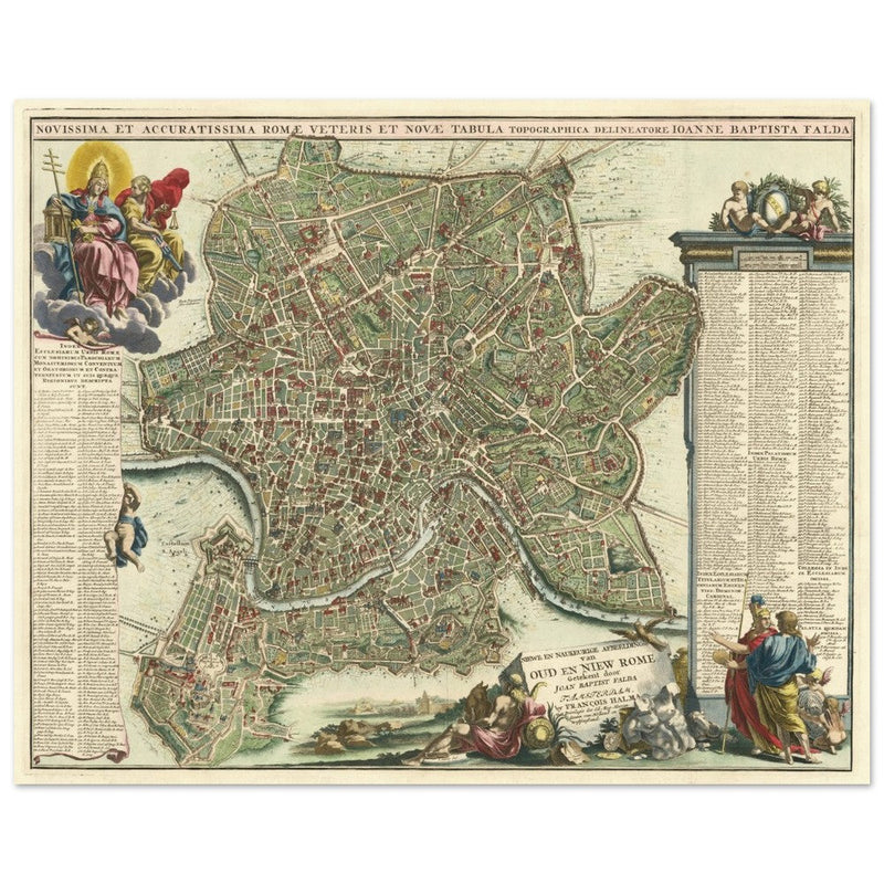 Antique city map of Rome in Italy XVIII Century by Johan Baptiste Homann.