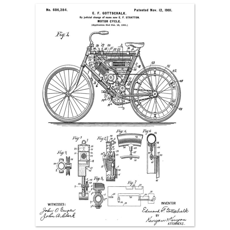 Motorcycle old patent 686284 by Gottschalk