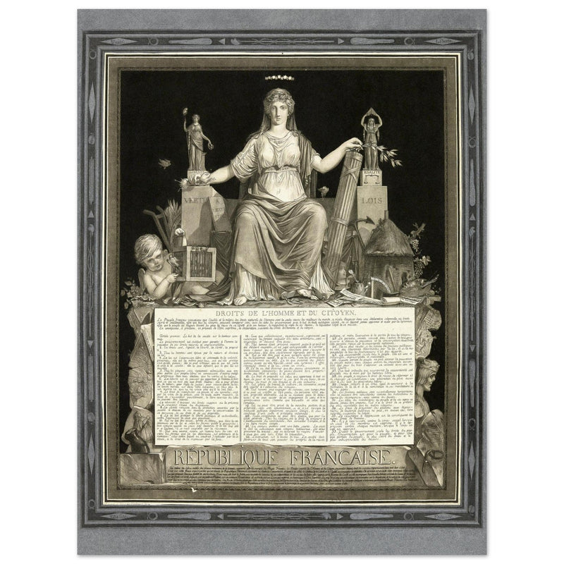 La République Française promulguant les Droits de l'Homme et du Citoyen. Human rights established during the French Revolution