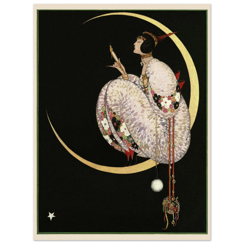 George Wolfe Plank fashion magazine illustration 1917. Woman on moon looking at her mirror.